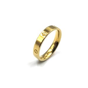 Δαχτυλίδι βέρα ατσάλι σε χρυσό με το σχήμα Θ χαραγμένο κατά μήκος του