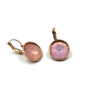 Σκουλαρίκια ατσάλι σε ροζ χρυσό με κρυστάλλους σε παλ απόχρωση