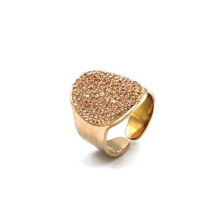 Δαχτυλίδι ατσάλι σε ροζ χρυσό με λευκές ζιργκόν πέτρες